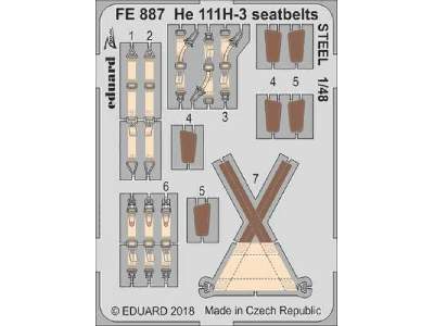 He 111H-3 seatbelts STEEL 1/48 - Icm - image 1