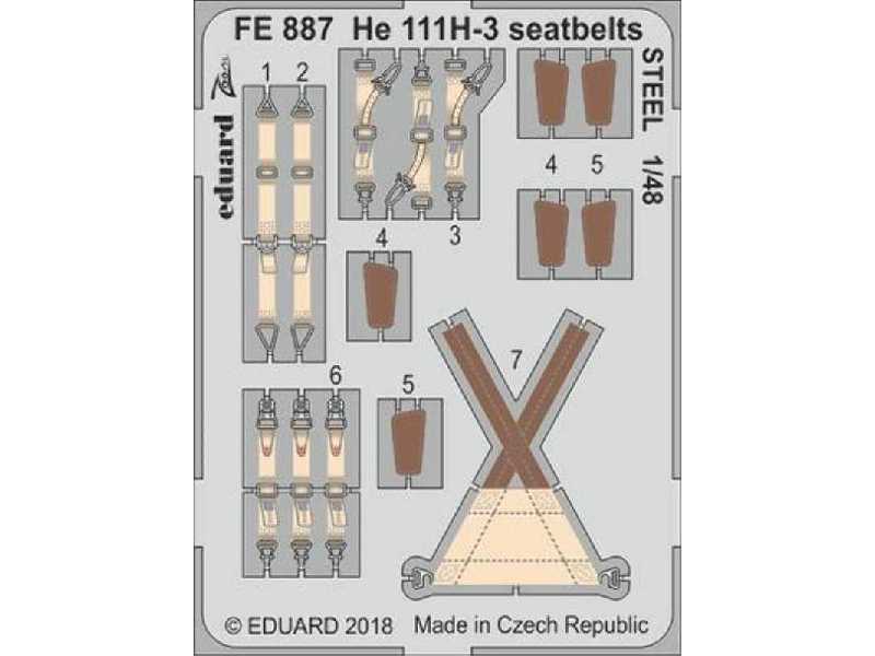 He 111H-3 seatbelts STEEL 1/48 - Icm - image 1