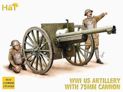 WWI US artillery with 75mm Cannon and ammo caisson  - image 1