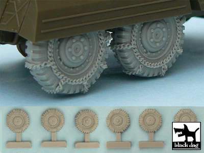 M 8 / M 20 Snowchained Wheels Set For Tamiya Kits, 6 Resin Parts - image 1