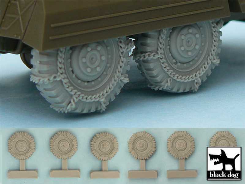 M 8 / M 20 Snowchained Wheels Set For Tamiya Kits, 6 Resin Parts - image 1