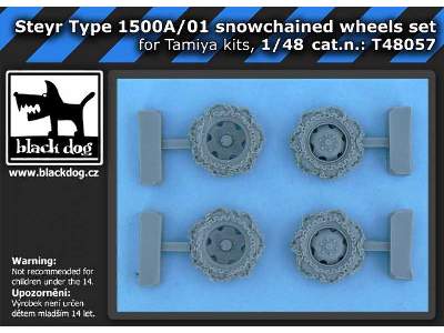 Steyr Type 1500a/01 Snowchained Wheels Set For Tamiya Kits, 4 Re - image 3