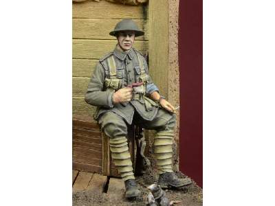 WWI British Infantryman Sitting On A Case - image 1