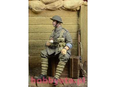 WWI British Infantryman Sitting On A Case - image 2