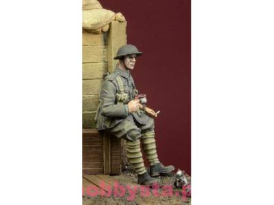 WWI British Infantryman Sitting On A Case - image 3