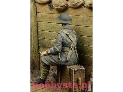 WWI British Infantryman Sitting On A Case - image 4