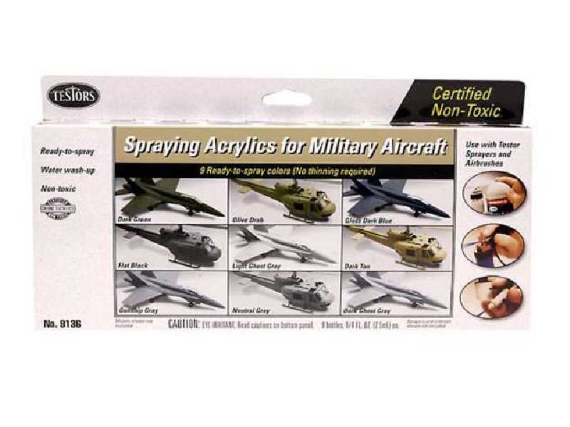 Military/Aircraft Acrylic 9 Color Airbrush Paint Set - image 1