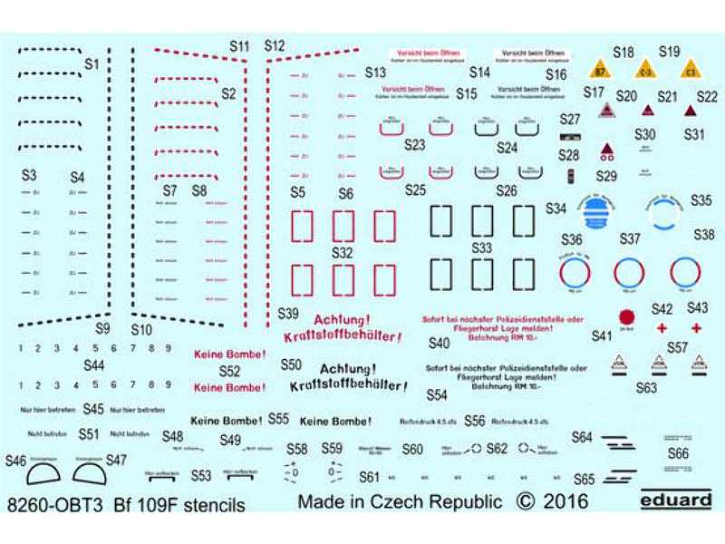 Bf 109F stencils 1/48 - Eduard - image 1