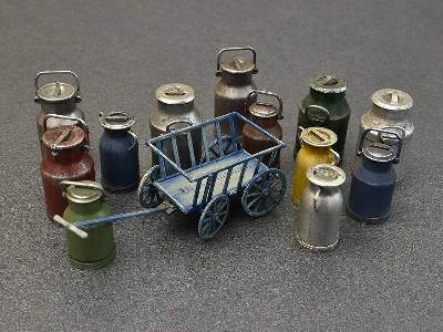 Milk Cans With Small Cart - image 6