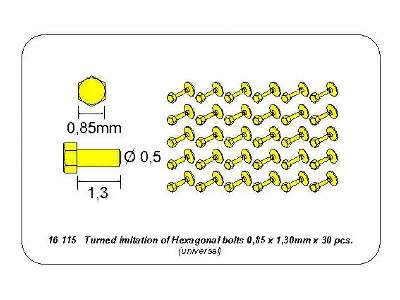 Turned imitation of Hexagonal bolts 0,85 x 1,30 mm x 30 pcs - image 5