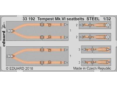 Tempest Mk. VI seatbelts STEEL 1/32 - Special Hobby - image 1
