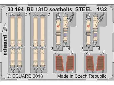 Bü 131D seatbelts STEEL 1/32 - Icm - image 1