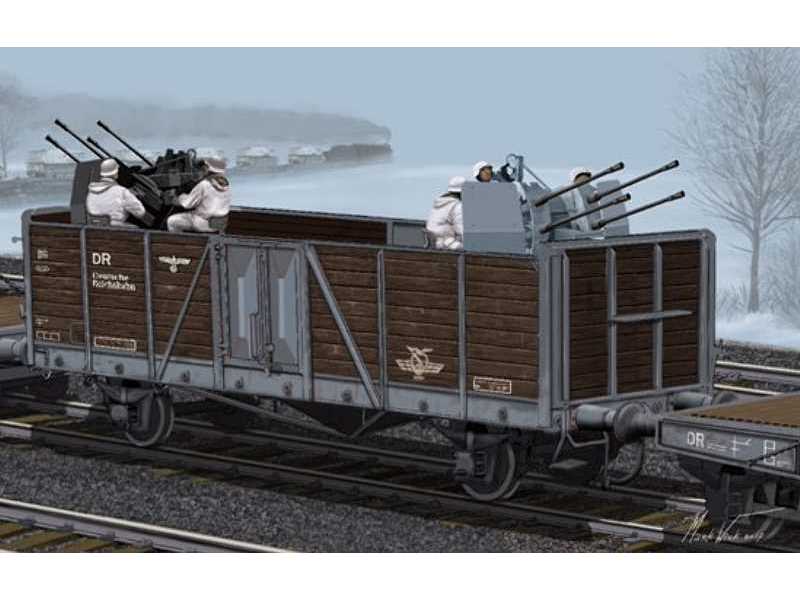 German Railway Gondola Typ Ommr w/2cm Flakvierling 38 - image 1