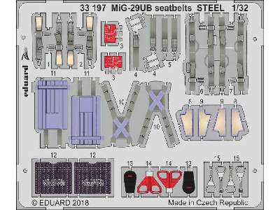 MiG-29UB seatbelts STEEL 1/32 - Trumpeter - image 1