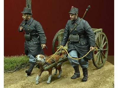 WWI Belgian Dog-drawn Cart With Crew 1914-15 - image 1