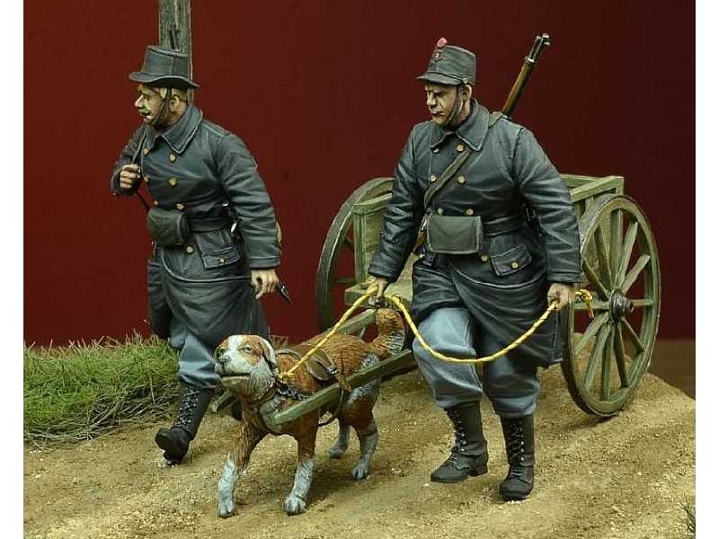 WWI Belgian Dog-drawn Cart With Crew 1914-15 - image 1