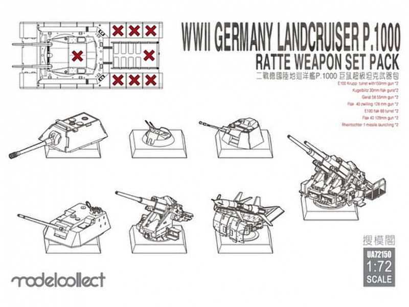 Landcruiser P.1000 Ratte Weapon Set Pack WWii Germany - image 1