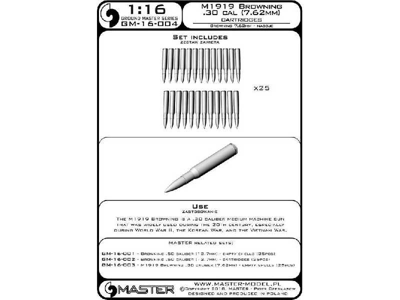 M1919 Browning .30 Caliber (7,62mm) - Naboje (25sztuk) - image 1