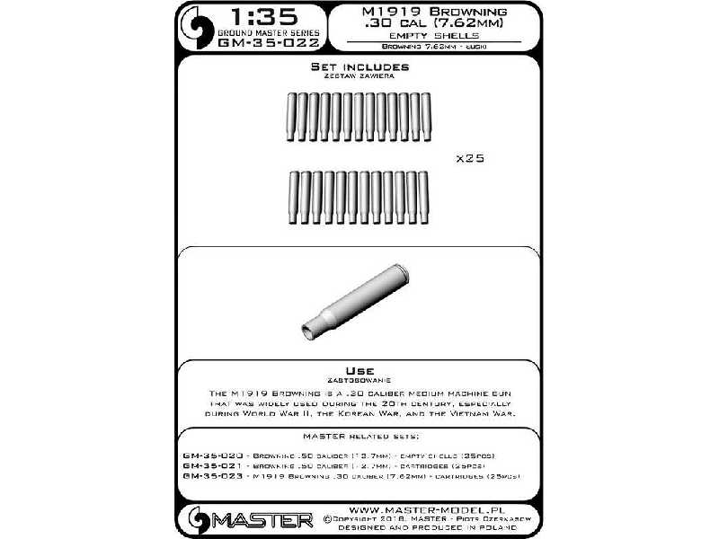 M1919 Browning .30 Caliber (7,62mm) - Łuski (25sztuk) - image 1