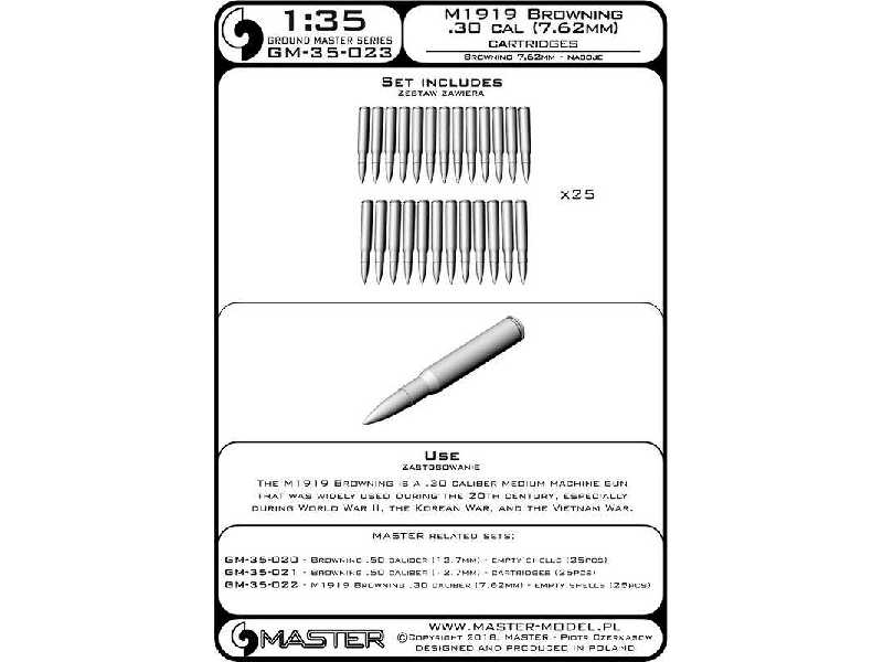 M1919 Browning .30 Caliber (7,62mm) - Naboje (25sztuk) - image 1