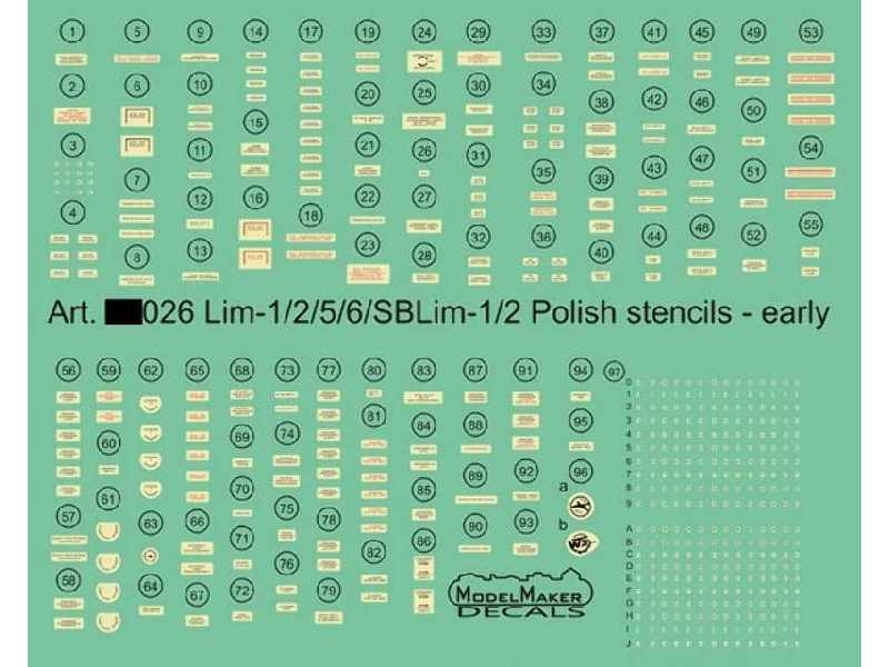Lim-1/2/5/6/Sblim-1/2 Polish Stencils Early - image 1