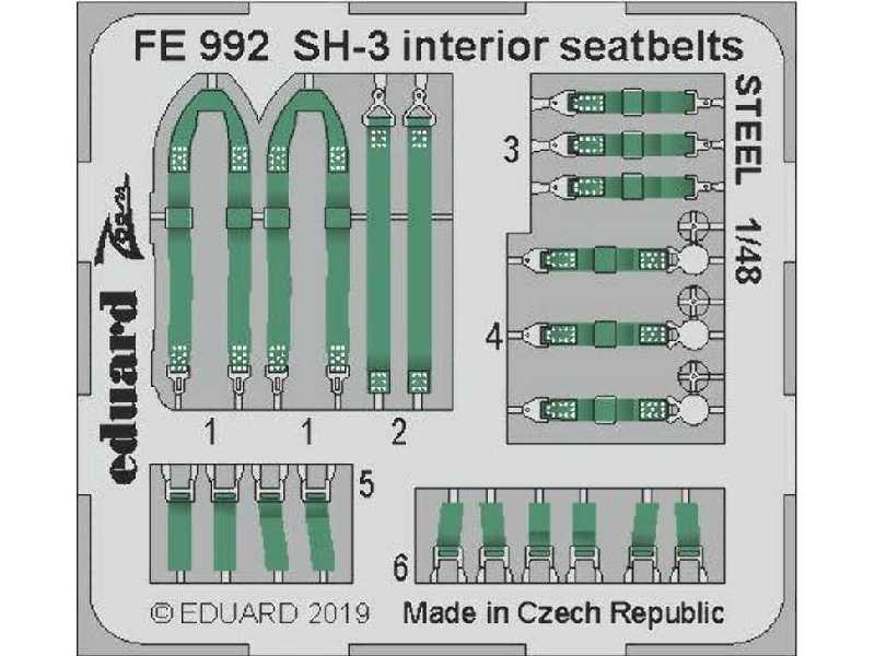 SH-3 interior seatbelts STEEL 1/48 - image 1