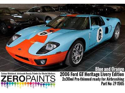 1565 2006 Ford Gt Heritage Livery Edition Blue And Orange Set - image 4