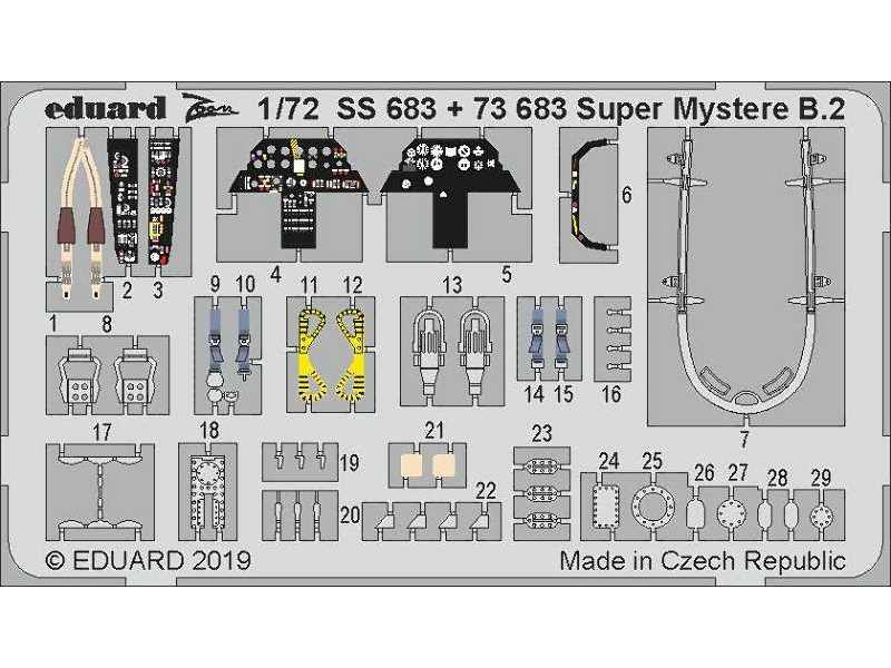 Eduard 1/72 Super Mystere B.2 Detailing Set # 73683 