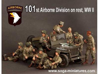 101st Airborne Division On Rest, WW Ii 9 Figures - image 1