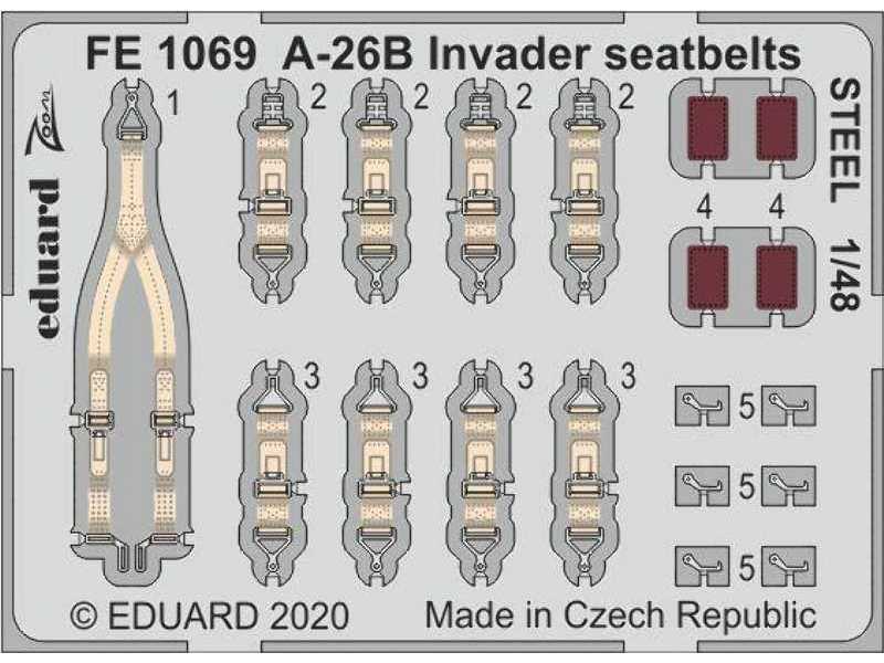 A-26B Invader seatbelts STEEL 1/48 - image 1