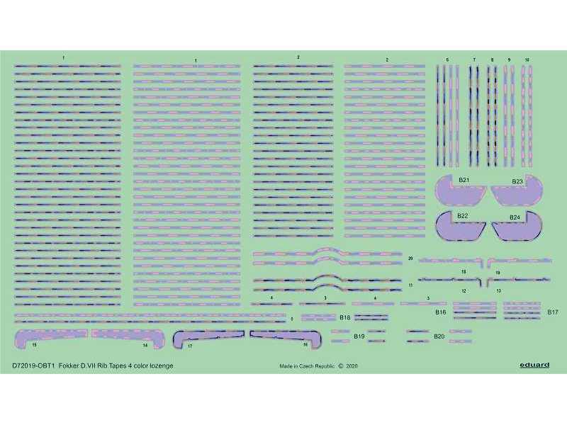 Fokker D. VII rib tapes 4color lozenge 1/72 - image 1
