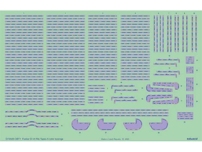 Fokker D. VII rib tapes 5color lozenge 1/72 - image 1