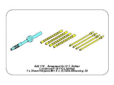 Armament for P-38 F/G Lighting: 1 x 20mm, 4x 12,7mm gun barrels - image 7