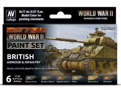 WWII British Armour & Infantry - 6 colour paint set - image 1