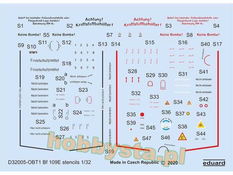 Bf 109E stencils 1/32 - image 1