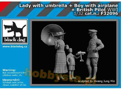 Lady With Umbrella + Boy With Airplane + British Pilot WWi - image 1