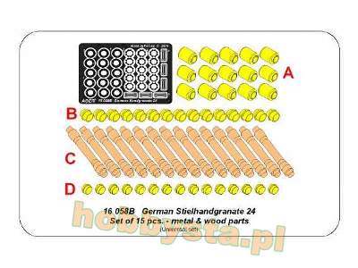 German Stielhandgranate 24 –set of 15 pcs. Metal and wood parts - image 9