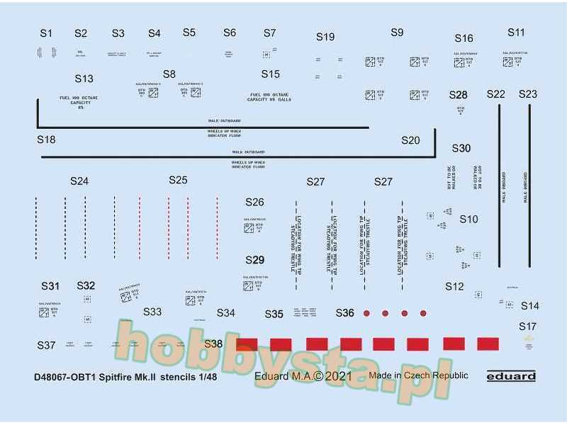 Spitfire Mk. II stencils 1/48 - image 1