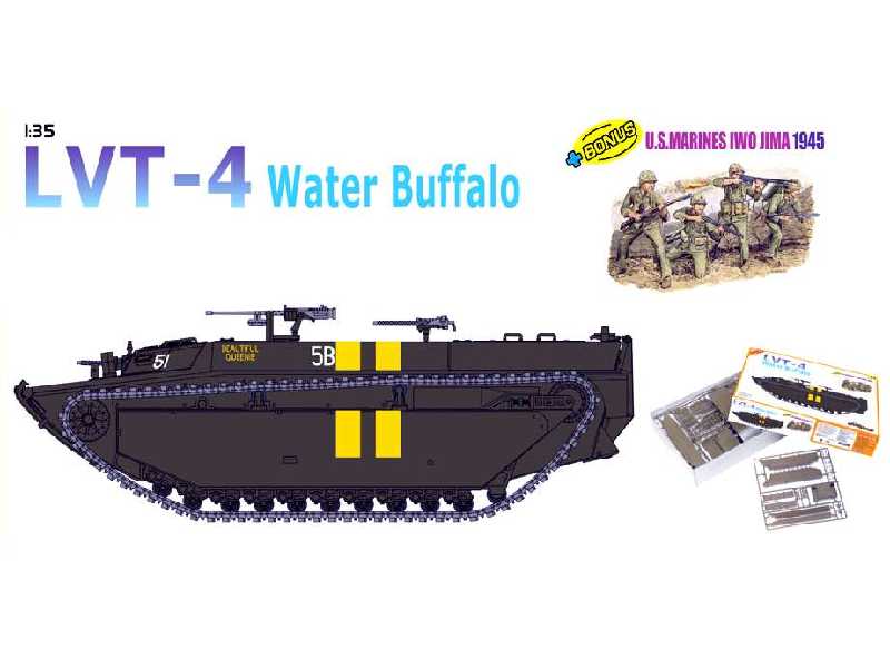 LVT-4 Water Buffalo + U.S. Marines Iwo Jima 1945 Figures Set - image 1