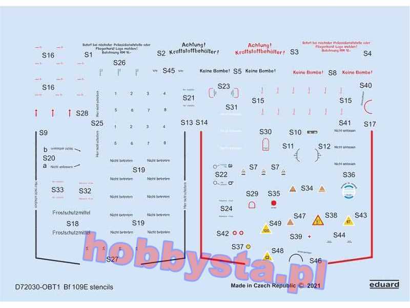 Bf 109E stencils 1/72 - image 1