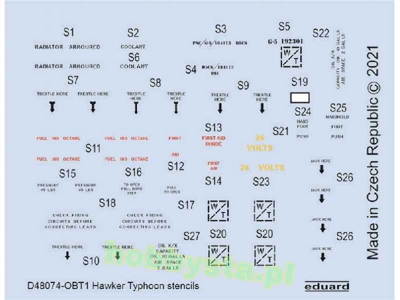 Hawker Typhoon stencils 1/48 - image 1