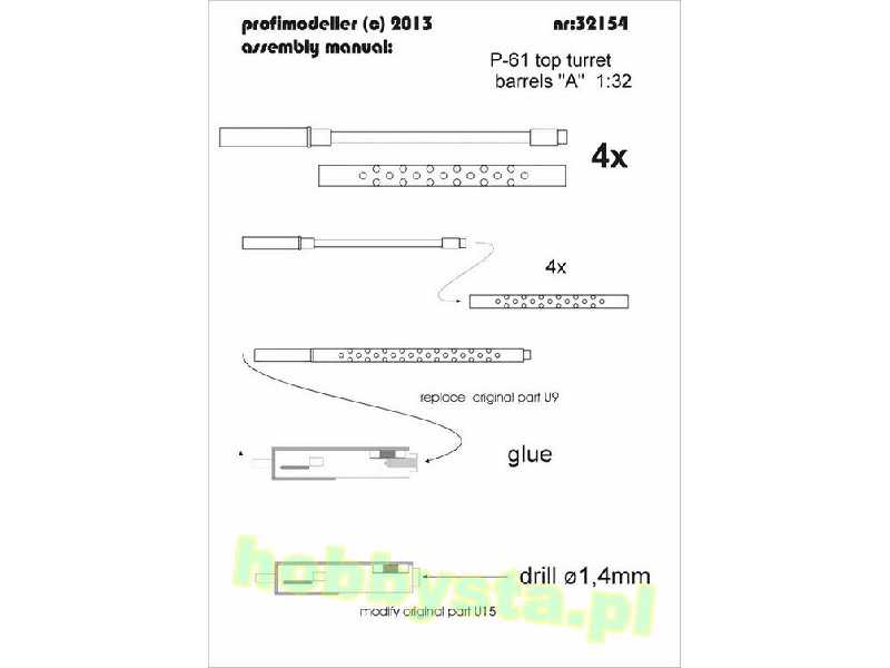 Northrop P-61b Black Widow Top Turret Gun Barrels Typ A Brass Ba - image 1