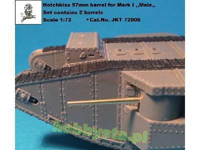 Hotchkiss 57mm Metal Barrels For WWi Tank Mk.I Male (Designed To - image 1