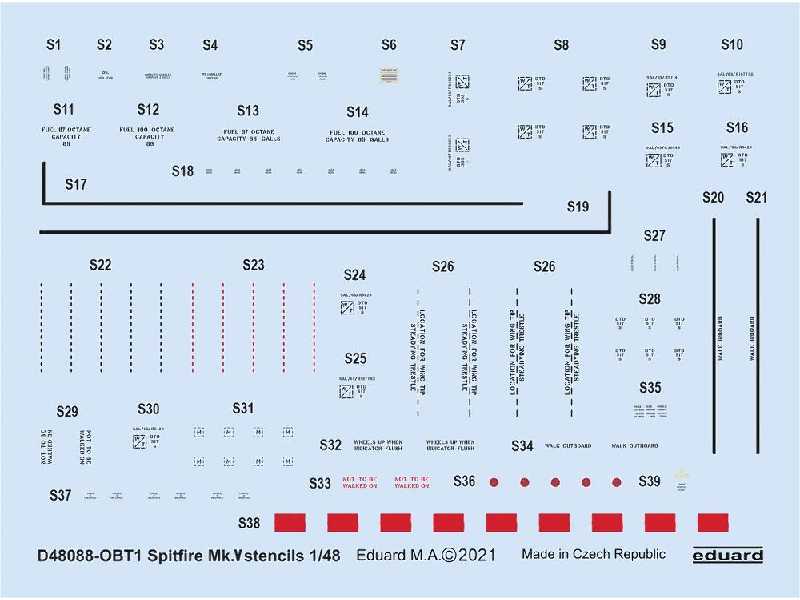 Spitfire Mk. V stencils 1/48 - image 1