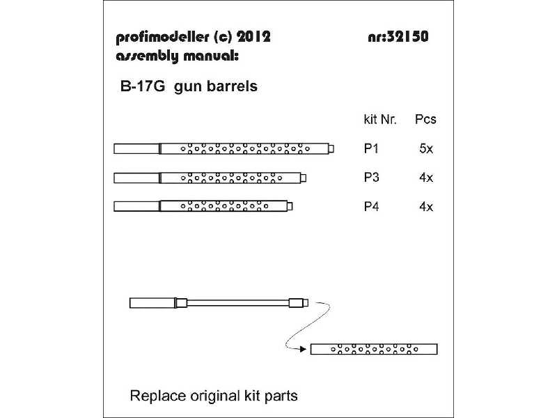 Boeing B-17g Flying Fortress Gun Barrels (Designed To Be Used Wi - image 1