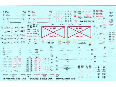 Decals De Havilland Mosquito Mk.Iv / Pr.Mk.I/Iv Stencils (Design - image 1