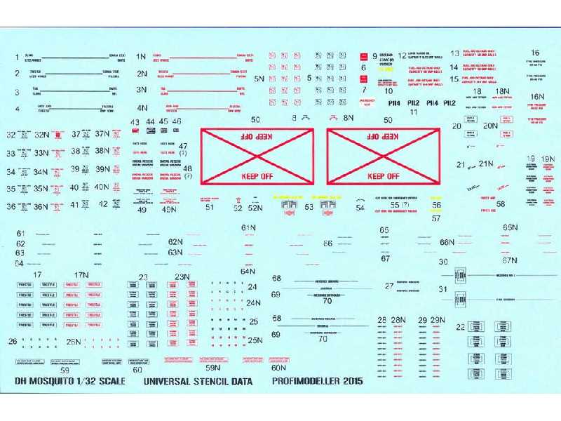 Decals De Havilland Mosquito Mk.Iv / Pr.Mk.I/Iv Stencils (Design - image 1