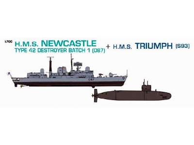 HMS Type 42 Batch 1 Destroyer Newcastle (D87) + HMS Triumph S93 - image 1