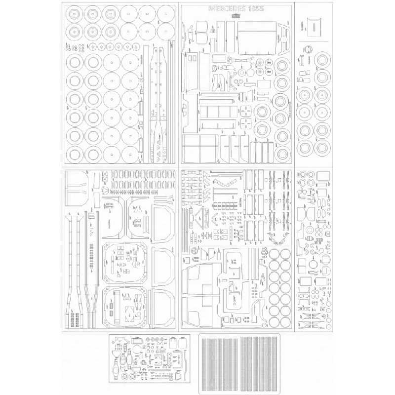 Mercedes Actros 1855 Z Naczepą - Szkielet, Detale, Bieżniki - Zestaw Elementów Wyciętych Laserem - image 1