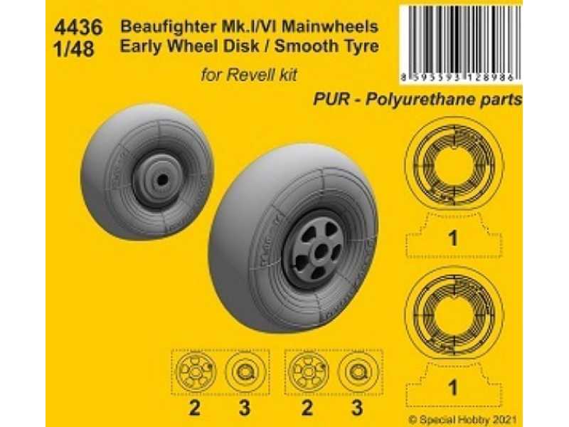 Beaufighter Mk.I/Vi Mainwheels Early Wheel Disk / Smooth Tyre (For Revell Kit) - image 1